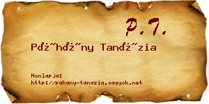 Páhány Tanázia névjegykártya